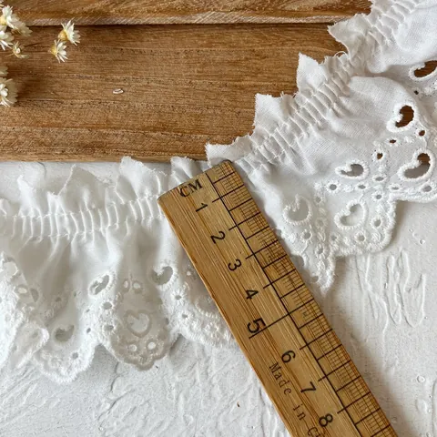 Hart Opengewerkt Katoen Geborduurd Kantafwerking Ruffled Eyelet Lint Voor DIY Naaien Handwerk Kleding Decoratie Accessoires