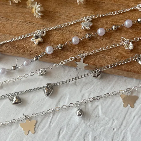 Catena in Metallo Cavo Materiale DIY per Creazione Gioielli Con Ciondoli Stella Cuore Farfalla per Decorazione Artigianale Copricapo