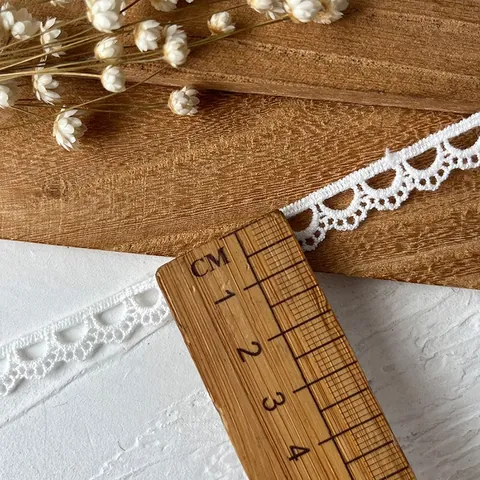 White Cotton Lace Trim Scalloped Edge Crochet Ribbon For DIY Sewing Craft Wedding Decor Vintage Handmade Scallop Trim