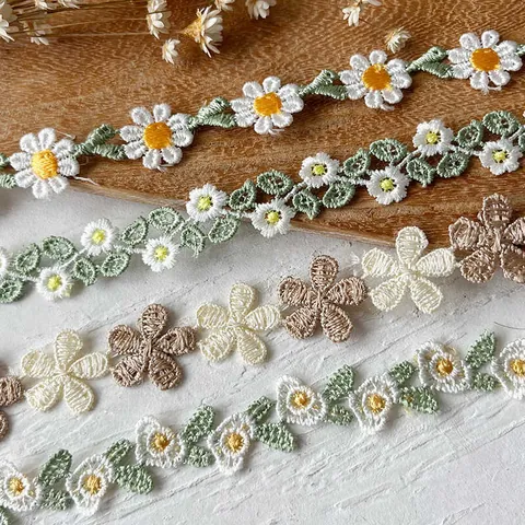 French Embroidered Daisy Lace Trim Polyester Water Soluble Floral Ribbon For DIY Craft Clothing Decoration Flower Ribbon
