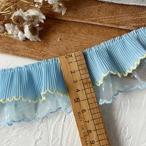 Pleated Polka Dot Mesh Lace Trim Scalloped Edge Ribbon For Lolita Dress Garment DIY Sewing Craft Decorative Embellishment