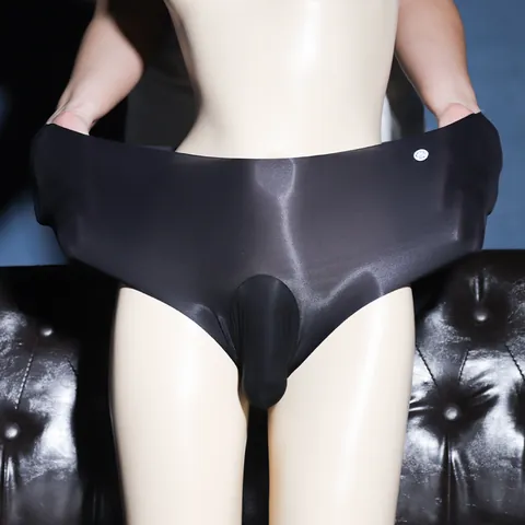 Calzoncillos de Seda de Hielo para Hombre sin Costuras Ultrafinos Transparentes con Bolsa de Separación Ropa Interior de Cintura Alta Transpirable Sexy Lingerie