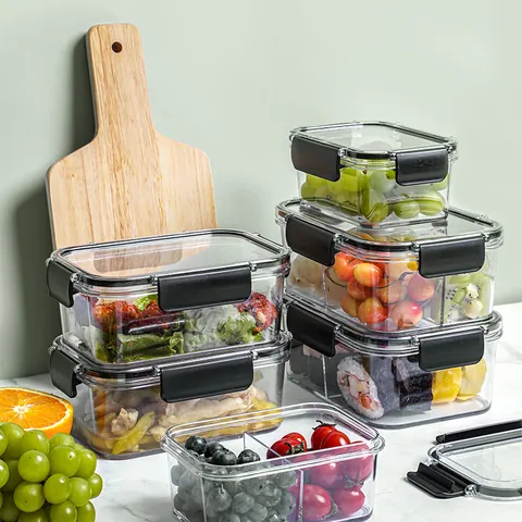 Contenitore Per Alimenti In Plastica Trasparente Con Coperchio Ermetico Diviso Organizzatore Per Frigorifero Scatola Per Bento Salvafreschezza