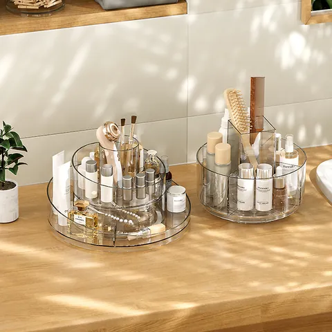 Transparent Rotating Cosmetic Storage Box 360 Degree Makeup Organizer For Skincare Lipstick Dressing Table Bathroom Rack