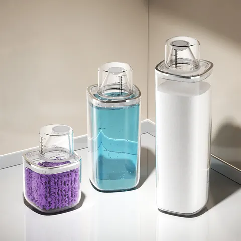 Transparent Plastic Laundry Detergent Storage Jar With Graduated Measuring Cup Lid Airtight Moisture Proof Multipurpose Kitchen Household Organizer For Powder Liquid Beads