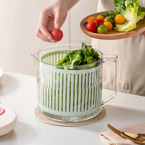 Manueller Gemüse Dehydrator Salatschleuder Große Kapazität Obst Waschen Trockner Korb Mit Skala Küchenwerkzeug