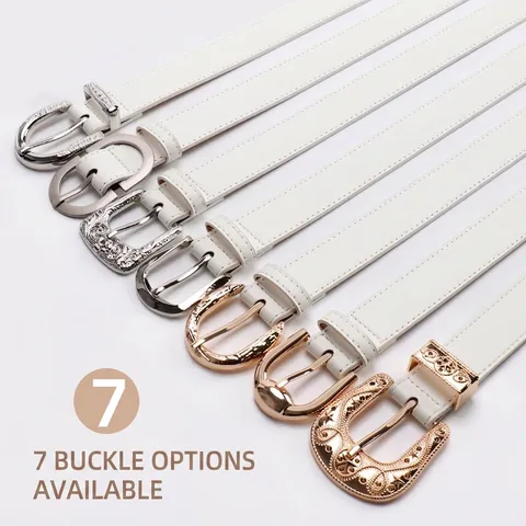 Women's Vintage PU Leather Belt With Alloy Metal Buckle Fashion Decorative Waistband For Jeans Dresses Minimalist Style