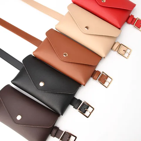 Women Fashion PU Leather Mini Belt Bag Envelope Waist Pouch With Adjustable Pin Buckle Belt Casual Versatile Decorative Accessory