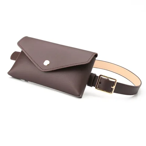 Women Fashion PU Leather Mini Belt Bag Envelope Waist Pouch With Adjustable Pin Buckle Belt Casual Versatile Decorative Accessory