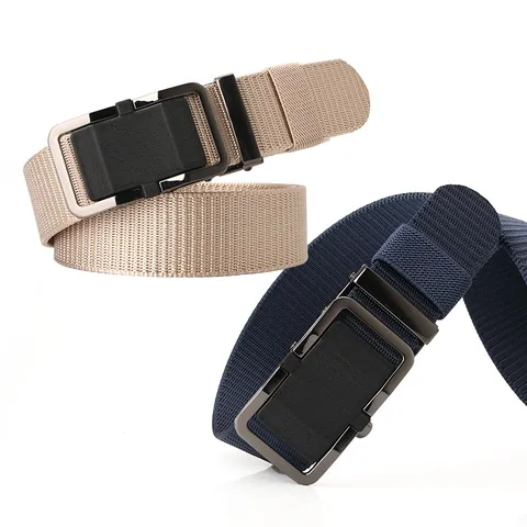 Men's Tactical Nylon Belt Quick Dry Outdoor Casual Webbing Belt With Zinc Alloy Automatic Buckle For Jeans Work Pants