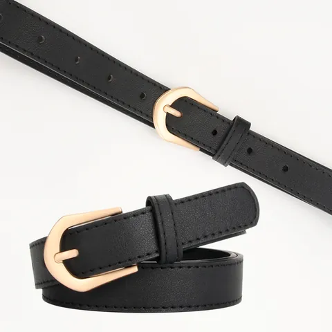 Women Fashion PU Leather Belt Alloy Pin Buckle Minimalist Casual Solid Color Thin Waistband For Jeans Dress Pants Elegant