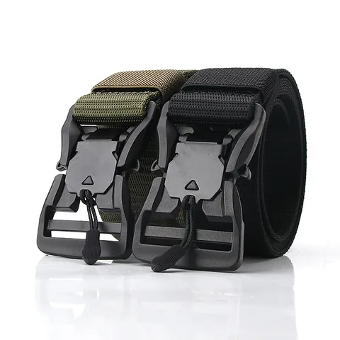 Outdoor Tactical Nylon Webbing Belt For Men Heavy Duty Casual Waistband With Quick Release Plastic Buckle Sports Military Style Belt
