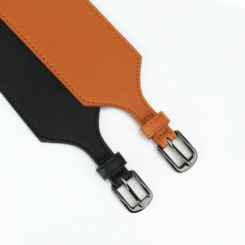 Women Fashion Wide Corset Belt Adjustable PU Leather Double Layer Waistband With Alloy Pin Buckle For Dress Coat Suit Accessories