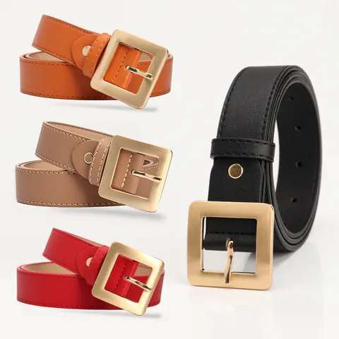Cintura da Donna in Ecopelle alla Moda Semplice Con Fibbia Quadrata in Lega Cintura Decorativa Versatile per Jeans Abiti