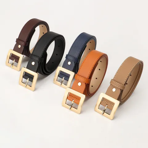 Cintura da Donna in Ecopelle alla Moda Semplice Con Fibbia Quadrata in Lega Cintura Decorativa Versatile per Jeans Abiti