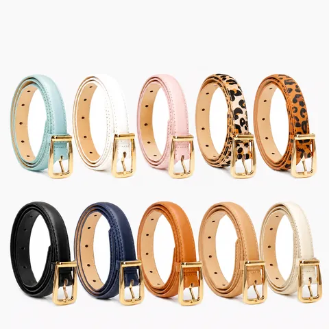 Women Leopard Print Faux Leather Belt Fashion Thin Waistband Alloy Pin Buckle For Jeans Casual Vintage Decoration Belt