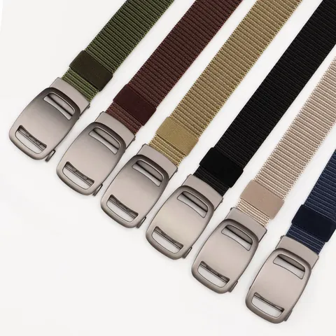 Tactical Nylon Web Belt With Alloy Automatic Buckle Outdoor Breathable Military Style Waistband For Men Women Casual Accessories