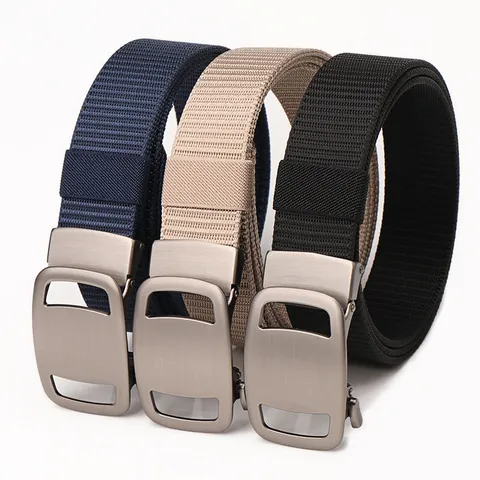 Tactical Nylon Web Belt With Alloy Automatic Buckle Outdoor Breathable Military Style Waistband For Men Women Casual Accessories