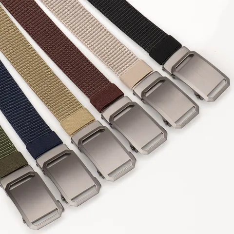 Casual Tactical Nylon Belt For Men Women Versatile Alloy Automatic Buckle Woven Waist Belt Outdoor Work Trouser Accessory