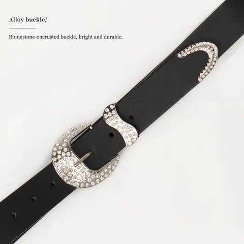 Cintura con Strass Western Vintage Y2K per Donna Cintura in Ecopelle Con Fibbia in Lega Scintillante per Jeans Abito