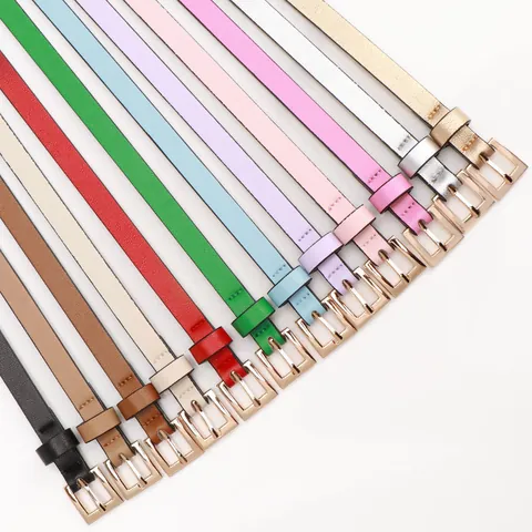 Cintura Sottile In Pelle PU Da Donna Con Fibbia Quadrata In Lega Colori Caramella Cintura In Vita Versatile Per Abiti