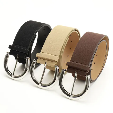 Vintage Women Wide PU Suede Belt With Alloy Horseshoe Pin Buckle Versatile Waist Cincher For Dress Shirt Lady Waistband