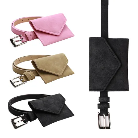 Riñonera Mini de Cuero PU para Mujer Cinturón Versátil Bolso de Cintura Simple Sobre para Vaqueros Accesorio Casual
