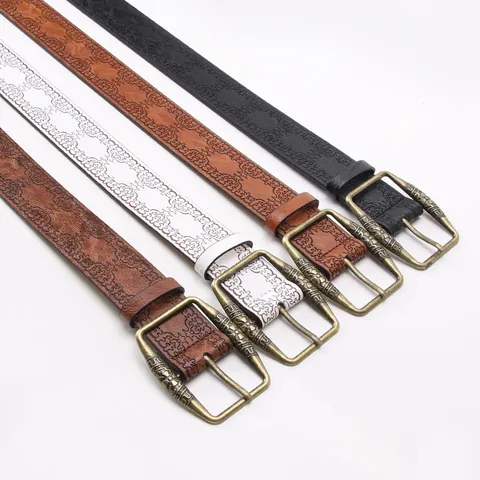 Ceinture Femme en Cuir PU Gaufré Rétro Avec Boucle en Alliage Antique Style Cow-boy de l'Ouest Y2K Décorative