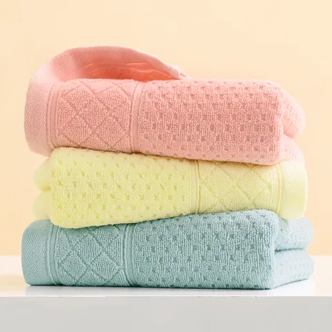 Pure Cotton Absorbent Thick Face Towel With Waffle Weave And Diamond Pattern Soft Washcloth For Home Bathroom Adults