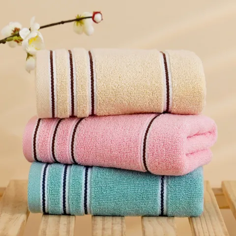 Striped Cotton Face Towel Soft Absorbent Xinjiang Long-Staple Cotton Washcloth For Home Bathroom Use Minimalist Style