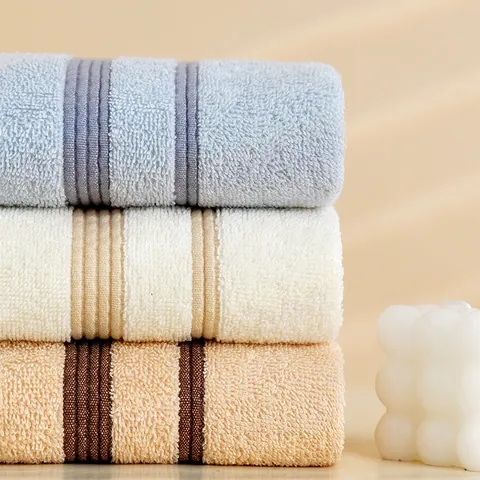 Pure Cotton Long-Staple Cotton Face Towel Soft Absorbent Striped Terry Hand Towel Quick Dry Bathroom Shower Household Face Cloth