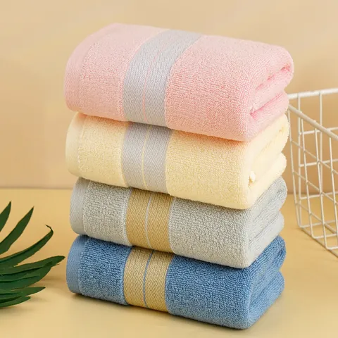 Soft Xinjiang Long Staple Cotton Face Towel High Absorbency Combed Striped Washcloth For Bathroom Daily Skin Care Home