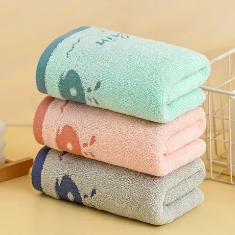 Serviette De Visage Douce En Pur Coton Avec Motif Baleine Broderie Jacquard Serviette De Toilette Épaisse Pour Salle De Bain Quotidien