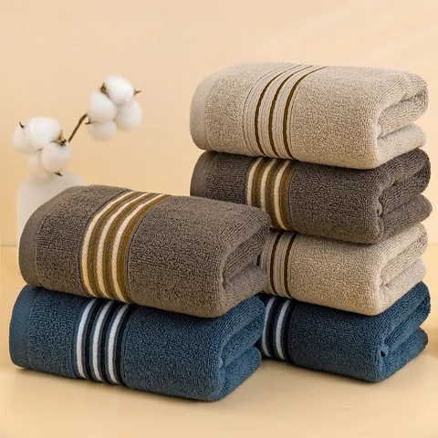 Soft Pure Cotton Face Towel High Absorbent Striped Bathroom Towel For Adults Daily Face Wash Quick Dry Hand Towel