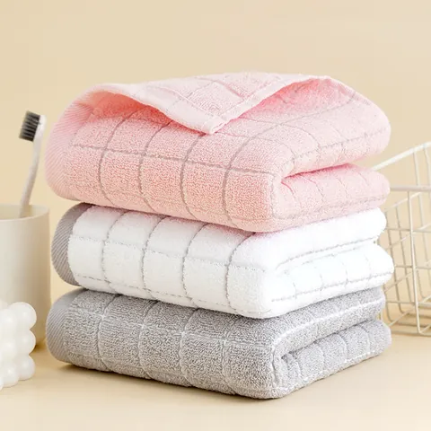 Soft Pure Cotton Face Towels Absorbent Lattice Pattern Thickened Hand Towels For Bathroom Travel Daily Household Adults