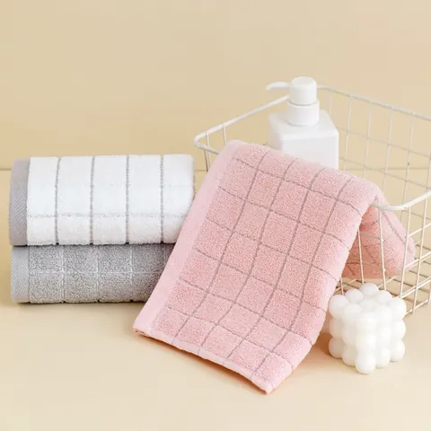 Soft Pure Cotton Face Towels Absorbent Lattice Pattern Thickened Hand Towels For Bathroom Travel Daily Household Adults