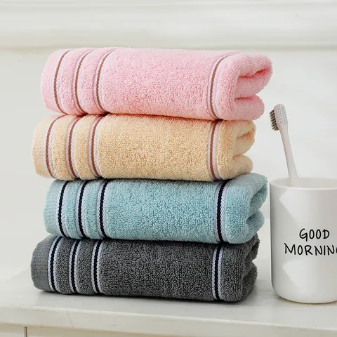 100% Cotton Striped Face Towel Highly Absorbent Soft Terry Bath Towel For Home Bathroom Use Unisex Fast Drying Towel