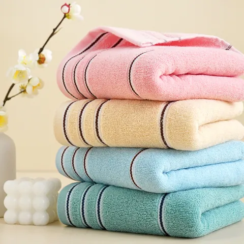 Asciugamano da Bagno a Righe in 100% Cotone Morbido Assorbente Asciugatura Rapida Asciugamano per il Viso Minimalista Moderno