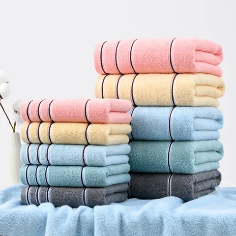 Asciugamano a Righe in Cotone Pettinato ad Alto Assorbimento Telo Bagno Ispessito Morbido Asciugamano Viso per Adulti Casa Bagno Asciugatura Rapida