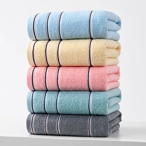 Asciugamano a Righe in Cotone Pettinato ad Alto Assorbimento Telo Bagno Ispessito Morbido Asciugamano Viso per Adulti Casa Bagno Asciugatura Rapida