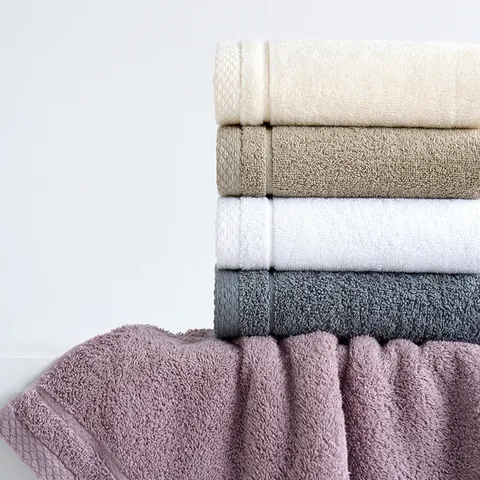 Serviette de Bain et Visage en Coton Peigné Très Absorbante Motif de Tissage en Losange Teinture Réactive Serviettes de Bain Douces pour la Maison
