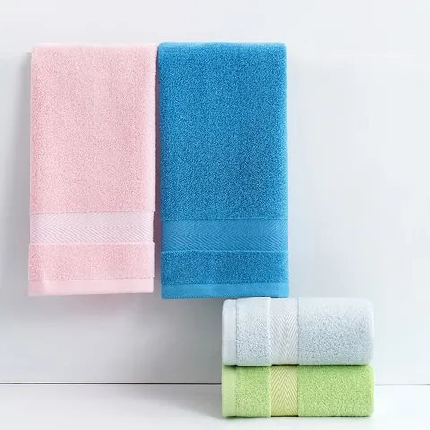 100% Cotton High Absorbent Face Towel Set Thick Soft Minimalist Home Bathroom Solid Color Herringbone Textured Towels