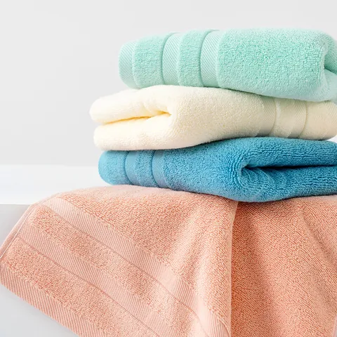 Pure Cotton Face Towel Soft Absorbent Quick Dry Washcloth For Bathroom Adults Double Twill Border Minimalist Solid Color Home Textile