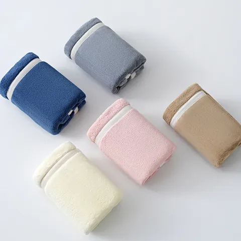 Thickened Coral Fleece Towel High Absorbent Quick Dry Soft Hand Towel For Bathroom Hotel Quality Face Towel Contrast Piping