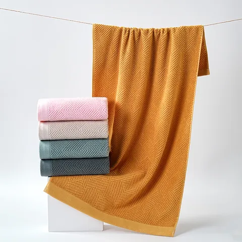 Pure Cotton Jacquard Bathroom Towel Highly Absorbent Soft Long-staple Cotton Geometric Pattern Quick Dry Home Hotel Face Towel