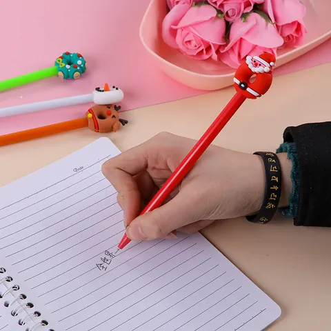 Christmas Donut Gel Pen Cartoon Santa Claus Snowman Reindeer 0.5mm Black Ink Neutral Pen For Student Stationery Gift