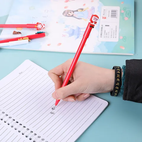Stylos Gel Dessin Animé de Noël Père Noël Renne Bonhomme de Neige Encre Noire Pointe Aiguille Papeterie en Plastique pour Étudiants Bureau