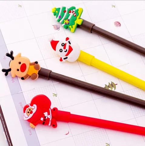 Christmas Cartoon Gel Pen Plastic Silicone 0.5mm Black Ink Signature Pen For School Office Stationery Students Gift