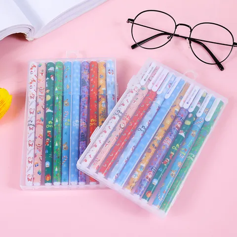 Christmas Gel Pen Set Multi Color Ink Pens With Santa Reindeer Patterns For Students Office School Supplies Gift