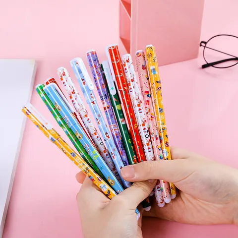 Christmas Gel Pen Set Multi Color Ink Pens With Santa Reindeer Patterns For Students Office School Supplies Gift